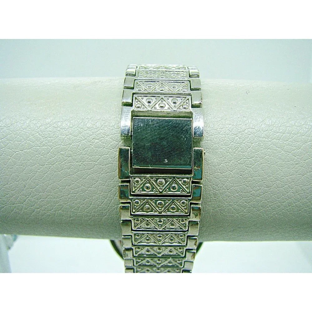 Adrienne Vittadini Womens Silver Rhinestone Chronographic Wristwatch Metal Band